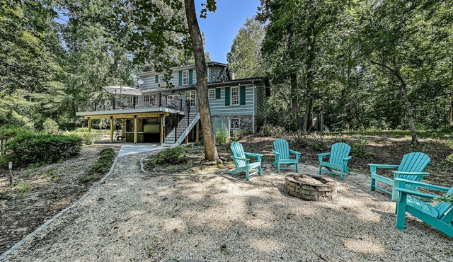 Riverfront cabin, private, hot tub, firepit, quiet, gated community in Rutherfordton