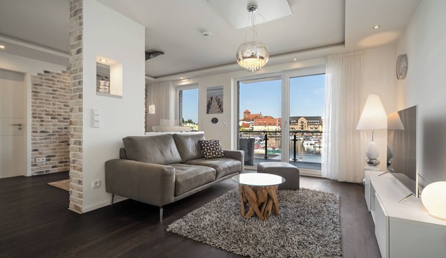 Vacation apartment with water view on the 1st floor of the Hafenresidenz Waren in Waren (Müritz)